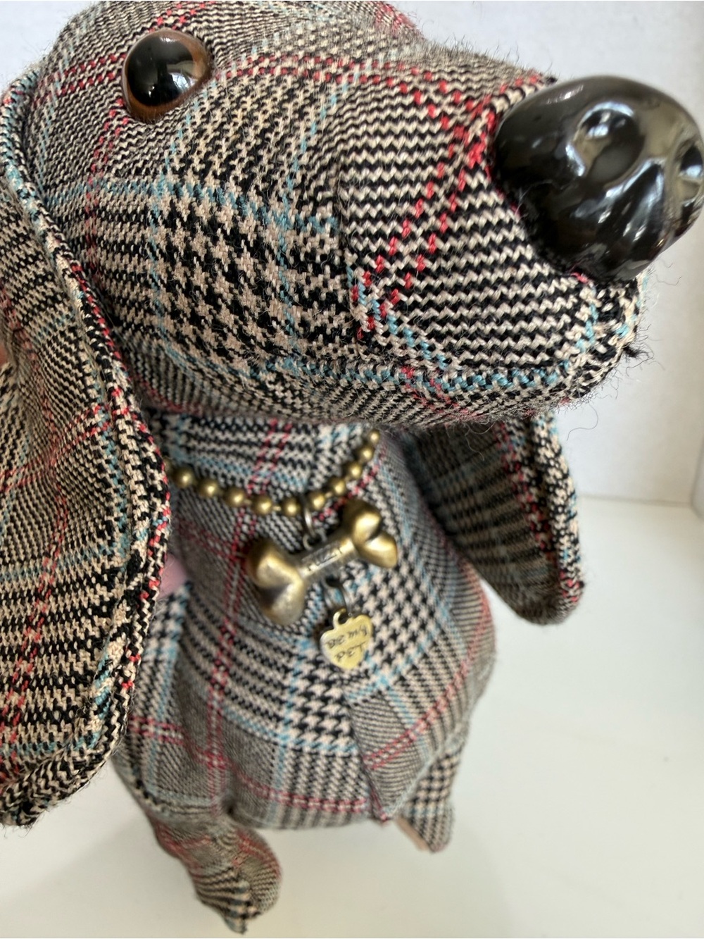 Plaid Dachshund Puppy Mini Bag - Fuzzy Nation Gray/Tan Plaid - Picture 7 of 10
